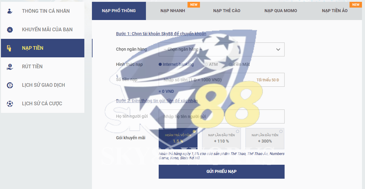 nạp tiền sky88 nạp tiền phổ thông