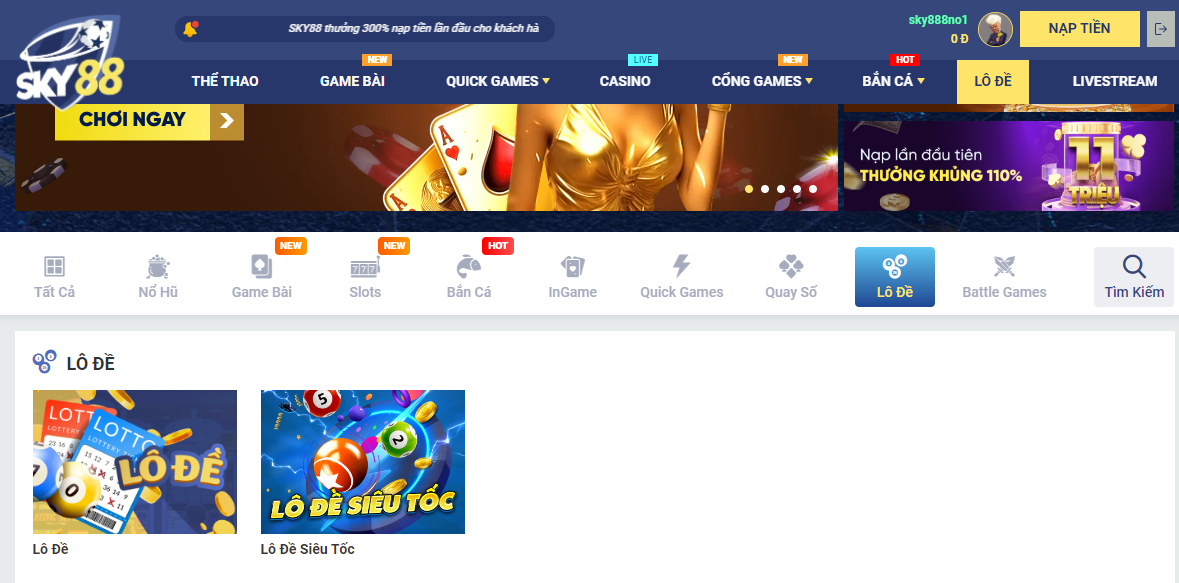 sản phẩm lô đề tại sky88 đa dạng