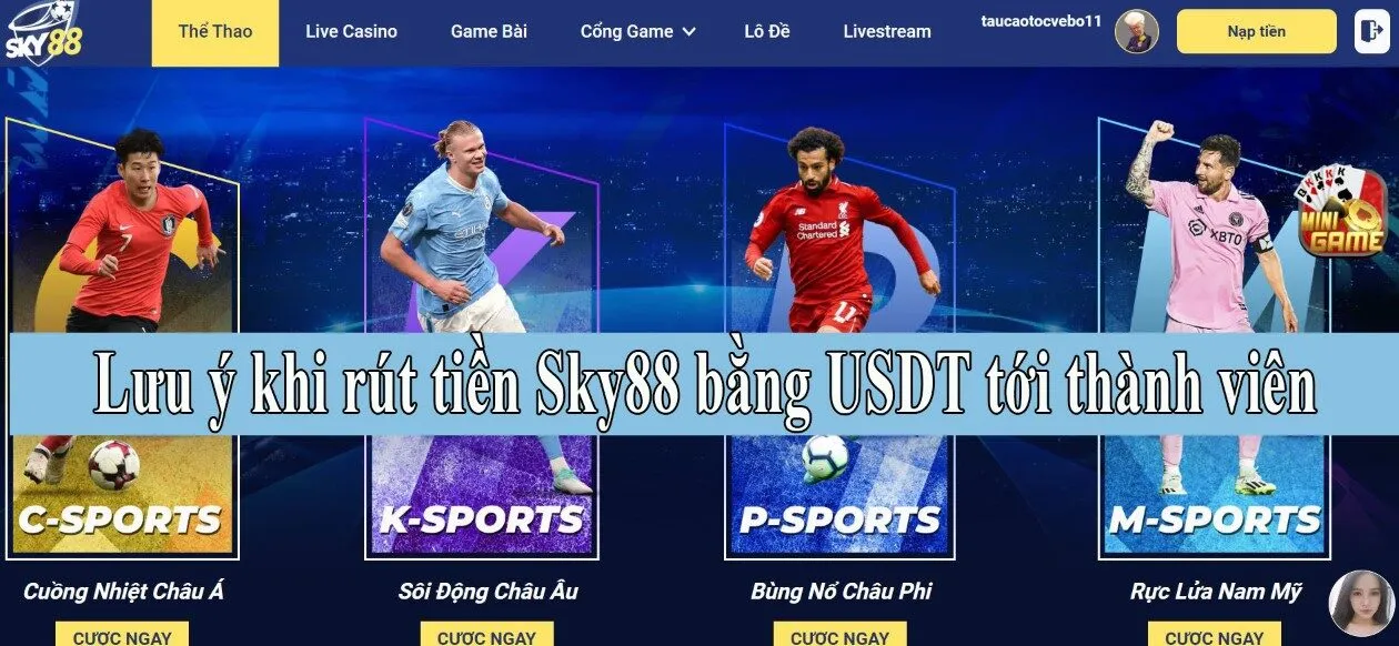 lưu ý khi rút tiền bằng tiền ảo tại nhà cái sky88