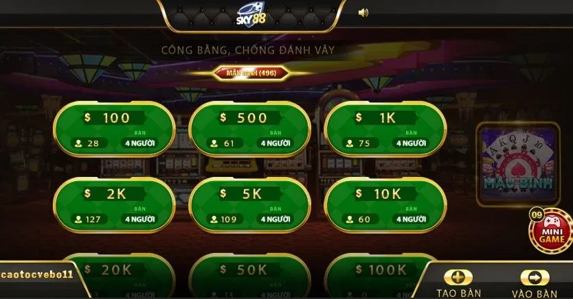 mậu binh sky88 là game bài dễ thắng